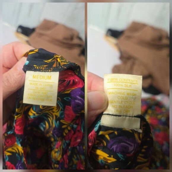 VTG Secret Images Washable Silk Floral Slip / Mini Dress Sz M - Picture 4 of 4